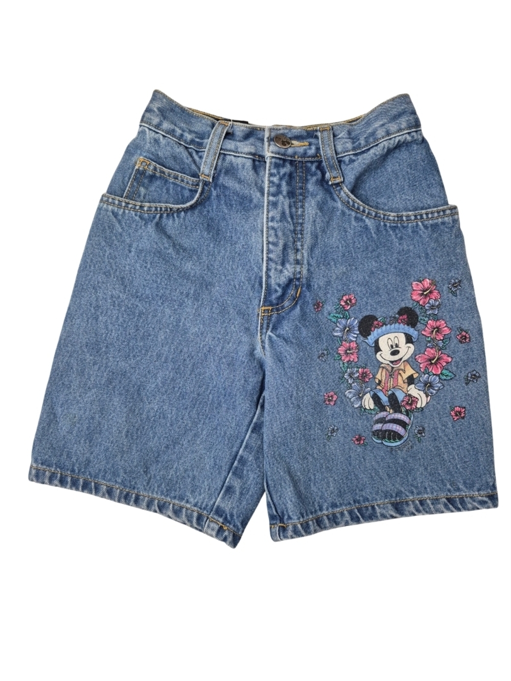 VTG 90s Mickey Unlimited Disney Girls Denim Shorts Size 7 Made in USA